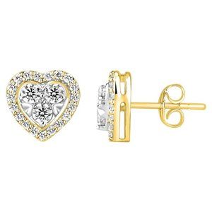 14k Gold 0.34 ct Diamond Heart Stud Earrings